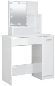 Toucador com LEDs 86,5x35x136 cm branco brilhante