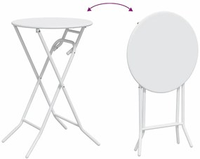 Mesa de Jardim Dobrável Branca Ø50x72 cm Aço