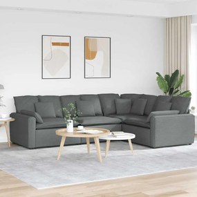vidaXL Sofá modular com almofadas tecido cinzento-escuro