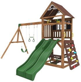 Parque infantil exterior madeira com escorrega e baloiço Lindale Swing