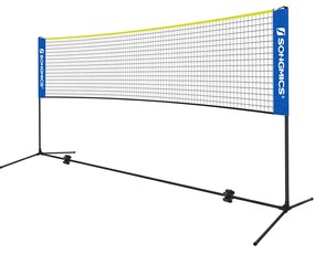 Rede de badminton fácil de montar com altura regulável 400 x 103 x (90-155) cm com saco de transporte Azul-amarelo