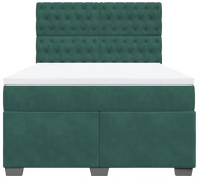 Cama com molas/colchão 160x200 cm veludo verde-escuro