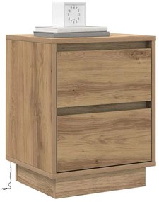Criados-mudos com Luzes LED 2 pcs Carvalho Artesanal 39x34.5x50 cm
