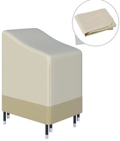 Outsunny Capa para Cadeiras Empilháveis 90x70x115 cm Impermeável em Tecido Oxford 600D Capa para Móveis de Jardim Anti-UV Bege e Castanho