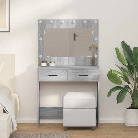 vidaXL Mesa de Vestir com Luzes LED Cinza Sonoma 78,5x41x135 cm