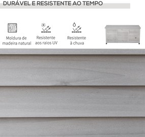 Baú de Armazenamento Baú de Madeira de Jardim com Tampa Abatível e Des