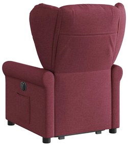 Poltrona reclinável elevatória elétrica tecido vermelho-tinto