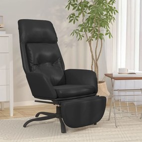 vidaXL Cadeira de descanso com apoio couro artificial preto brilhante