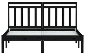 Estrutura de cama 140x190 cm madeira de pinho maciça preto