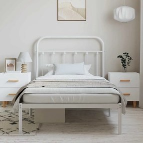 Estrutura de cama com cabeceira 100x190 cm metal branco