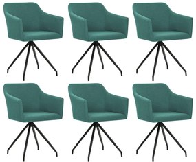 vidaXL Cadeiras de jantar giratórias 6 pcs tecido verde