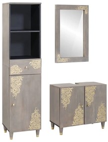 vidaXL Conjunto de Armários para Banheiro com gaveta 3 pcs Cinzeto