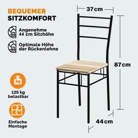 Conjunto de mesa cozinha com 4 cadeiras Leo, 5 peças, cor carvalho