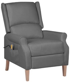 vidaXL Poltrona de massagens reclinável tecido cinzento-claro