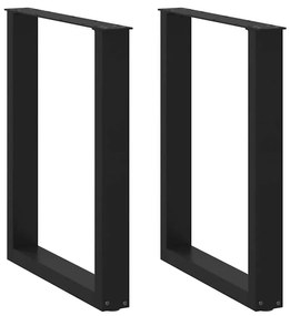 Pés de mesa de jantar em forma de U, 2 peças, preto, 60x(72-73) cm, aç