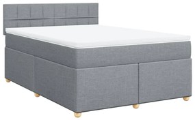 Cama com molas/colchão 140x200 cm tecido cinzento-claro