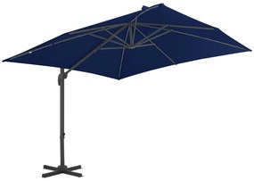 Guarda-sol jardim cantilever c/ poste alumínio 3x3 m azul ciano