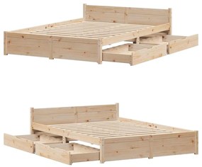Cama sem colchão 140x190 cm madeira de pinho maciça