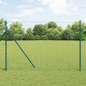vidaXL Cerca Euro com 7 Postes 1.5x10 m Aço Galvanizado Verde