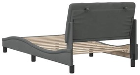 Estrutura de cama sem colchão 100x200 cm tecido cinzento-escuro