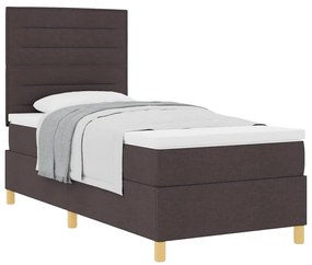 Cama Box Spring com Colchão Castanho Escuro 90x200 cm Tecido