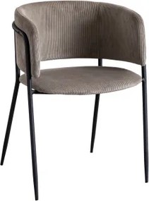 Pack De 2 Cadeiras De Jantar Estofadas Nalon Com Apoios De Braços Negro & Bombazina Cinzento Toupeira Claro & Bombazina - Sklum