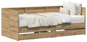 Sofá-cama com Gavetas Carvalho Artesanal Madeira engenheirada