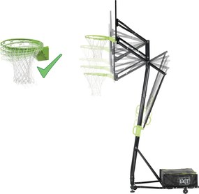 Cesto de basquetebol portátil Galaxy com rodas e aro para afundanços ajustavel em altura verde e preto