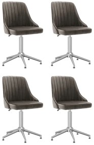 vidaXL Cadeiras de jantar giratórias 4 pcs veludo cinzento-escuro