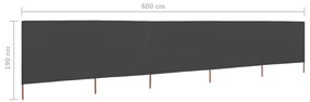 Para-vento com 5 painéis em tecido 600x160 cm antracite