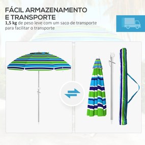 Chapéu de Sol de Praia Ø178x205 cm Chapéu de Sol para Terraço com Incl