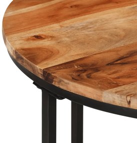 Mesa de centro 55x55x45 cm madeira de acácia maciça e ferro