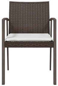 Cadeiras jardim + almofadões 4pcs 56,5x57x83cm vime PE castanho