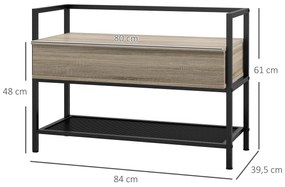 Banco Sapateira com Compartimento Oculto 84x39,5x61 cm Preto e Madeira