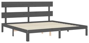 Estrutura de cama com cabeceira 200x200 cm madeira maciça cinza