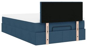 Estrutura de cama otomana com colchão 120x190 cm tecido azul