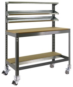 Bancada de Trabalho SIMONWORK MOBILE BT1 1500 CINZENTO/MADEIRA Casa, Escritório, Garagem, Oficina Capacidade 120 Kg Dimensões 1520x1510x760 mm