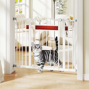 Porta para animais de estimação para aberturas de 74-104 cm com porta pequena 2 extensões Montagem sem perfuração Branca