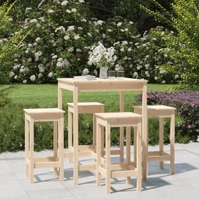 vidaXL 5 pcs conjunto de bar para jardim pinho maciço