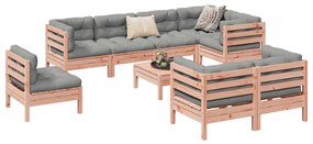 vidaXL 9 pcs conj. sofás jardim c/ almofadões madeira abeto-de-douglas