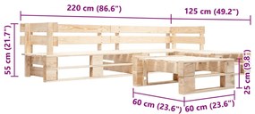 Sofás de paletes para jardim 4 pcs madeira natural