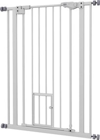 Barreira de segurança para animais com 104 cm de altura e Largura ajustável: 74 a 80 cm, com porta de fecho automático e sistema de dupla travagem, se