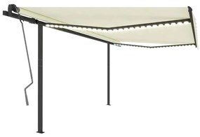 vidaXL Toldo automático c/ LED e sensor de vento 4x3,5 m cor creme