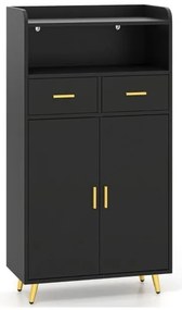 Armário de armazenamento de cozinha de 113 cm, armário de despensa com portas, 2 gavetas, prateleira ajustável, aparador moderno cinza