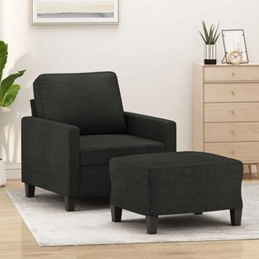 vidaXL Poltrona com apoio de pés 60 cm tecido preto