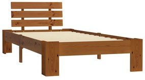 Estrutura de cama 90x200 cm pinho maciço castanho mel