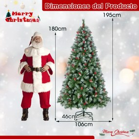 Árvore de Natal artificial com luzes LED brancas quentes 8 modos de iluminação Verde e Branco-195 cm