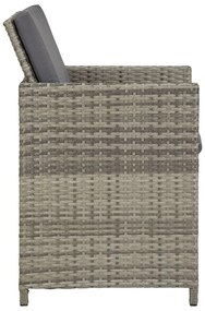 9 pcs conjunto jantar exterior c/ almofadões vime PE cinzento