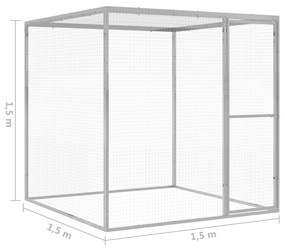 Jaula para gatos 1,5x1,5x1,5 m aço galvanizado