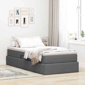 vidaXL Cama com arrumação e colchão Cinza Escuro 100 x 200 cm